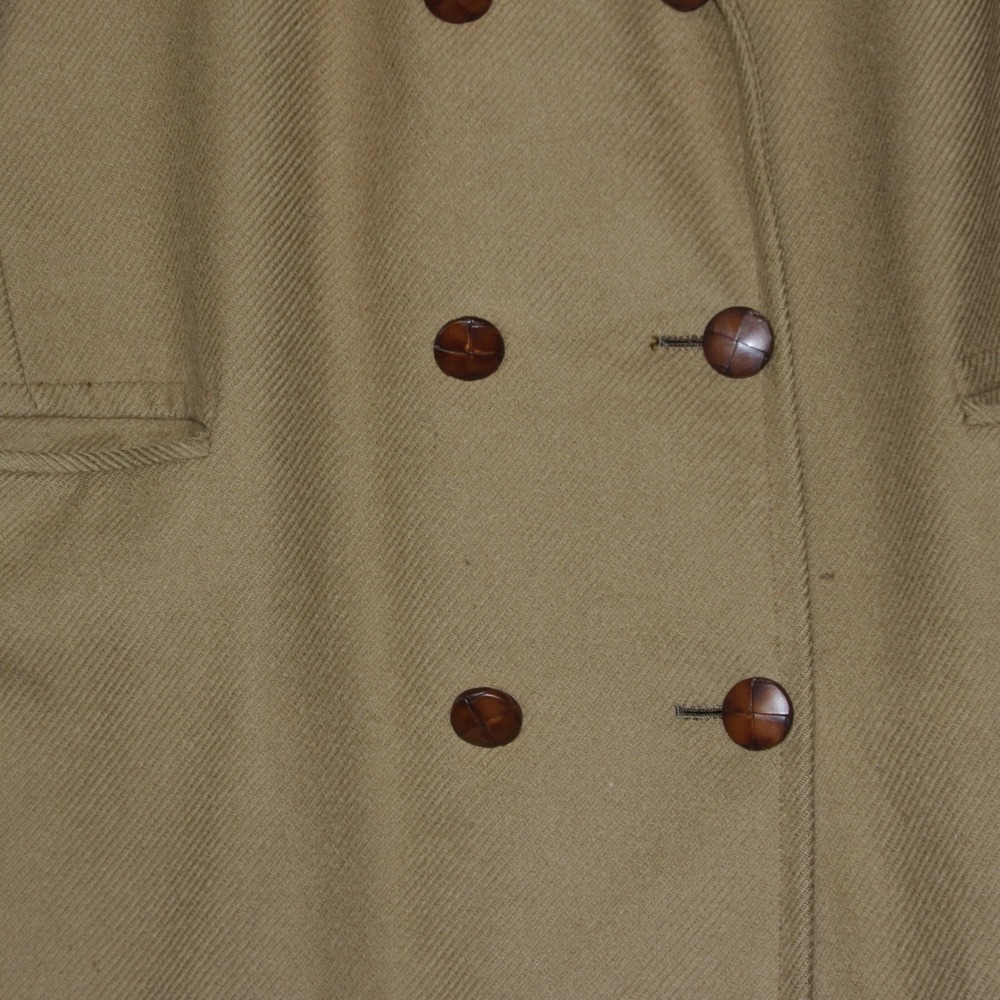 Hart Schaffner Marx Overcoat Mens 46R Tan Wool‎ Double Breasted - Picture 3 of 11
